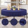 4 Pack Navy Blue Spandex Round Tablecloths for 72in Table, Stretchy Fitted 6FT Round Table Cloths, Wrinkle Free Table Cover with Skirt for Wedding Birthday Party Bridal Shower Banquet view 2