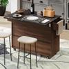 CKLMMC Farmhouse Kitchen Island with Trash Can Storage Cabinet, Kitchen Cart with Drop Leaf, Spice Rack, Towel Rack and Drawer, Rolling Kitchen Island on Wheels with Adjustable Shelf (Walnut Brown1) view 2