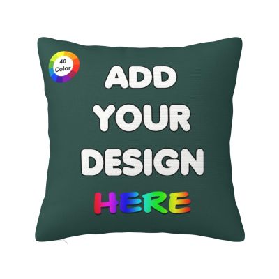 PVJIEMS Personalized Photo Pillowcase Customize Square Throw Pillow Cover with Pet Image Logo Text for Living Room Sofa Couch Bed Chair Office Car Homestays Decorative,Teal,22x22