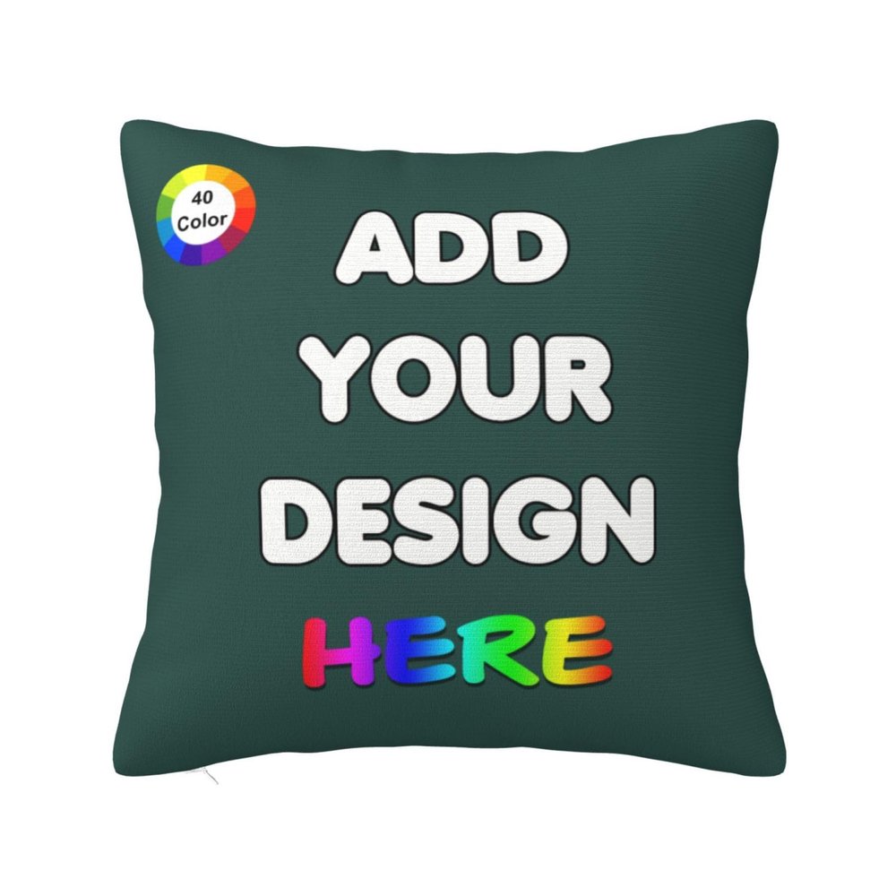 PVJIEMS Personalized Photo Pillowcase Customize Square Throw Pillow Cover with Pet Image Logo Text for Living Room Sofa Couch Bed Chair Office Car Homestays Decorative,Teal,22x22