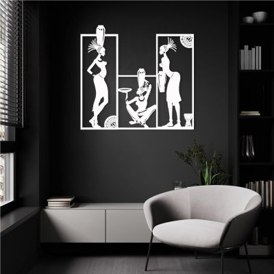 African Women Metal Wall Decor, African Art Wall Decor, Black Women Metal Wall Art, African American Metal Wall Art, Wall Decor for Living Room Bedromm, Metal Art Gifts (White, 24" x22"|60x55cm)