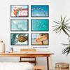 6 Pieces Beach Canvas Wall Art, Tropical Summer Coastal Posters, Colorful Beach Pictures Prints, Girly Nautical Surfs Up Sea Turtle Beach Vibe Art, California Beachy Sky Wheel Pictures 8x10in Unframed view 3