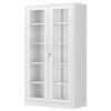 PEUKC Display Cabinet with Glass Doors, 71 Inches Metal Curio Storage Cabinets with 4 Adjustable Shelves, Locking Glass Cabinet Display Case for Home, Clinic, Pantry (White) view 1
