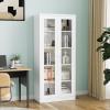 PEUKC Display Cabinet with Glass Doors, 71 Inches Metal Curio Storage Cabinets with 4 Adjustable Shelves, Locking Glass Cabinet Display Case for Home, Clinic, Pantry (White) view 3