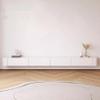 LAKIQ Modern Floating TV Media Stand with Drawers Wall Mounted Entertainment Center TV Console with Storage for Living Room Bedroom (Wood Top, White Color - 118" L x 8" W x 9.5" H) view 3