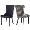 MZDOO Velvet Dining Chairs Set of 2, High-end Tufted Upholstered Dining Chair with Back Ring Pull, Nailhead Trim and Solid Wood Legs, Modern Dining Room Chairs for Dining Room, Black &Patterned view 1