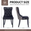 MZDOO Velvet Dining Chairs Set of 2, High-end Tufted Upholstered Dining Chair with Back Ring Pull, Nailhead Trim and Solid Wood Legs, Modern Dining Room Chairs for Dining Room, Black &Patterned view 3