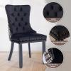 MZDOO Velvet Dining Chairs Set of 2, High-end Tufted Upholstered Dining Chair with Back Ring Pull, Nailhead Trim and Solid Wood Legs, Modern Dining Room Chairs for Dining Room, Black &Patterned view 4