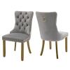 MZDOO Velvet Dining Chairs Set of 2, High-end Tufted Upholstered Dining Chair with Back Ring Pull, Nailhead Trim and Golden Solid Wood Legs, Modern Dining Room Chairs for Dining Room, Light Gray view 1