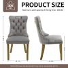 MZDOO Velvet Dining Chairs Set of 2, High-end Tufted Upholstered Dining Chair with Back Ring Pull, Nailhead Trim and Golden Solid Wood Legs, Modern Dining Room Chairs for Dining Room, Light Gray view 3