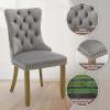 MZDOO Velvet Dining Chairs Set of 2, High-end Tufted Upholstered Dining Chair with Back Ring Pull, Nailhead Trim and Golden Solid Wood Legs, Modern Dining Room Chairs for Dining Room, Light Gray view 4