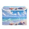 Kigai Beach Shells Foldable Storage Bin Cube Organizer Basket with Flip-Top Lid, Clothes Blanket Box for Home, Office, Closet view 1
