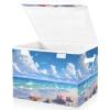 Kigai Beach Shells Foldable Storage Bin Cube Organizer Basket with Flip-Top Lid, Clothes Blanket Box for Home, Office, Closet view 2