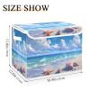 Kigai Beach Shells Foldable Storage Bin Cube Organizer Basket with Flip-Top Lid, Clothes Blanket Box for Home, Office, Closet view 3