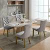 MZDOO Velvet Dining Chairs Set of 4, High-end Tufted Upholstered Dining Chair with Back Ring Pull, Nailhead Trim and Golden Solid Wood Legs, Modern Dining Room Chairs for Dining Room, Light Gray view 2