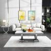 Goderfuu 2 Piece Living Room Table Set, Faux Marble Coffee Table and Silver End Table, Rectangular Luxury White and Silver Coffee Table Set of 2 with Stainless Steel Legs for Apartment Bedroom view 2