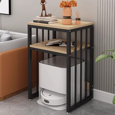 ZAQYCM Wood and Metal End Table for Robot Vacuum, Bedroom Nightstand Plus Smart Sweeper Robot Storage Holder, Living Room Sofa Side Table Aquarium Stand(#3,55x40x80cm/21.6x15.7x31.5in)