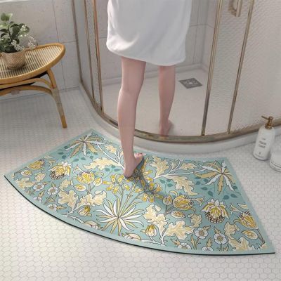 Generic Fast Drying Curved Bath Mat, Curved Bathroom Mat for Round and Corner Shower,Strong Absorbent Corner Bath Mat,Rubber Non-Slip Bottom Shower Mat for Outside Shower (B)
