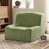 Bean Bag Chair with Foot Stool,Fluffy Lazy Sofa Chair with High Density Sponge Filling,Solid Wood Frame for Reading, Gaming Green-1 view 1