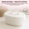 Basket with Lid for Organizing, Storage Basket with Lid Handmade Cotton Rope Small Cotton Rope Woven Cute Basket for Makeup Sundries Snack Needles Home Decor Bedside Bathroom Living Room (Milky White) view 3