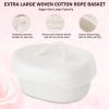 Basket with Lid for Organizing, Storage Basket with Lid Handmade Cotton Rope Small Cotton Rope Woven Cute Basket for Makeup Sundries Snack Needles Home Decor Bedside Bathroom Living Room (Milky White) view 4