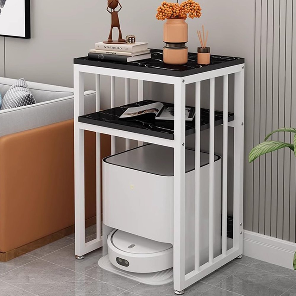 ZAQYCM 2-Tier Storage Rack Above The Sweeping Robot, 24in Tall Robot Vacuum Stand/Nightstand for Bedroom/Living Room/Home Office/Dorm Room/Hallway Entryway(#2,55x40x80cm/21.6x15.7x31.5in)
