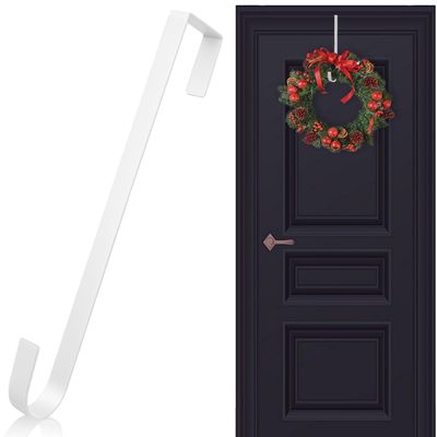 Vhxmaizxn 12 in Wreath Hanger White Wreath Hangers for Front Door Wreaths Hangers Hook Over The Door Hook for Christmas Wreaths Holder Decorative Halloween Easter Hanging Hooks Decor