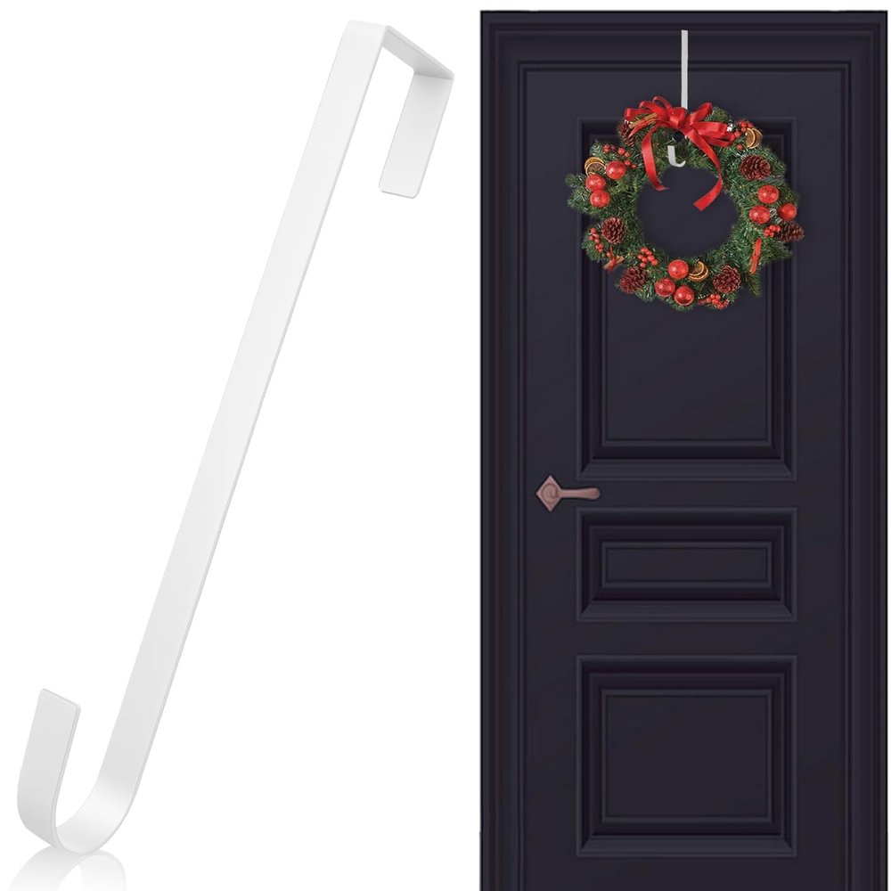 Vhxmaizxn 12 in Wreath Hanger White Wreath Hangers for Front Door Wreaths Hangers Hook Over The Door Hook for Christmas Wreaths Holder Decorative Halloween Easter Hanging Hooks Decor