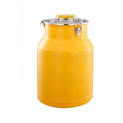 YISHUOYZBS Stainless Steel Storage Tank,Containers Airtight with Portable Handle, Large Kitchen Rice Canisters Bucket with Lids and Side Locking Clamp,Great for Flour Snacks Sugar Cereal-Yellow||12L