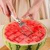 2-in-1 Stainless Steel Fruit Cutter, Watermelon Fork Slicer Cutter, Dual Head Watermelon Cuber Cutting Tool Knife Summer Fruit Cutting Fork for Home Party Camping Kitchen Gadget view 3