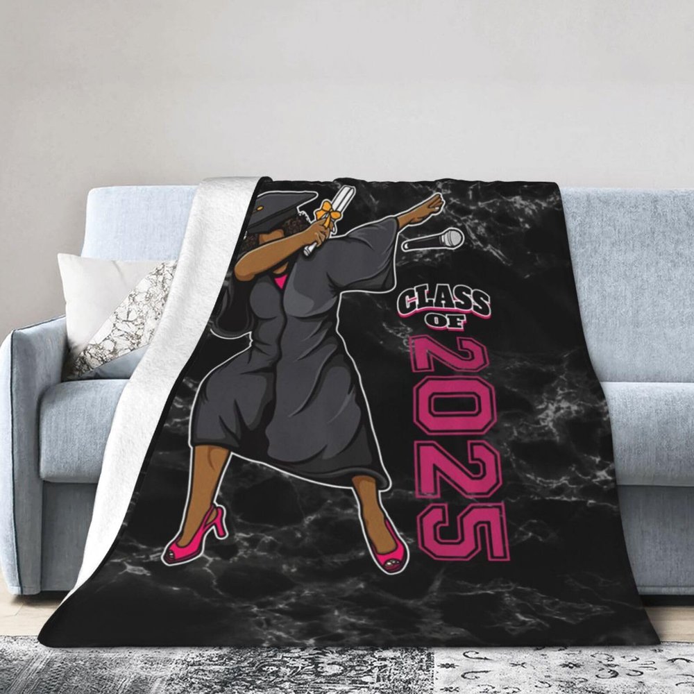 Class of 2025 Graduation Gifts for Her Dabbing Queen Ultra-Soft Micro Flannel Blanket 40x30 inch Throw Blankets for Bedroom Sofa