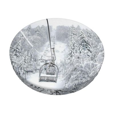 AMAZWI Winter Old Cable Ski Lift Bar Stool Covers Round Soft Chair Cushion Cover Washable Stool Seat Cover Chair Slipcover, 14 inch