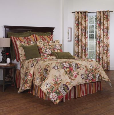 Thomasville At Home Queensland Autumn Comforter Set, Queen Comf, 15" Drop Bedskirt, 2-Std Shams (4), Cotton