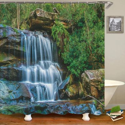 HNLYM Modern 3D Printing Forest Shower Curtain Green Plant Tree Landscape Bath Curtain with Hooks for Bathroom Waterproof Scenery 69x70inch/WxL bathroom shower curtain