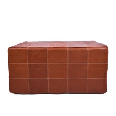 Marrakesh Gallery Square Leather Ottoman Cover Moroccan Pouf Cover for Living Room & Bedroom, Handmade Leather Pouf Ottoman Slipcover, Coffee Table Footstool unstuffed