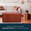 Marrakesh Gallery Square Leather Ottoman Cover Moroccan Pouf Cover for Living Room & Bedroom, Handmade Leather Pouf Ottoman Slipcover, Coffee Table Footstool unstuffed view 4