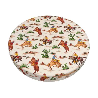 AMAZWI Cowboy Ride Horse Bar Stool Covers Round Soft Chair Cushion Cover Washable Stool Seat Cover Chair Slipcover, 13 inch