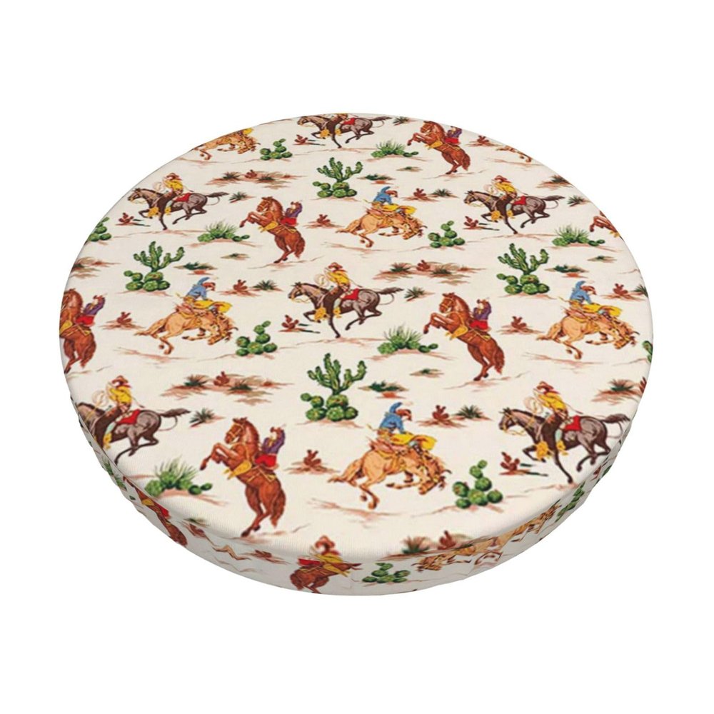 AMAZWI Cowboy Ride Horse Bar Stool Covers Round Soft Chair Cushion Cover Washable Stool Seat Cover Chair Slipcover, 13 inch