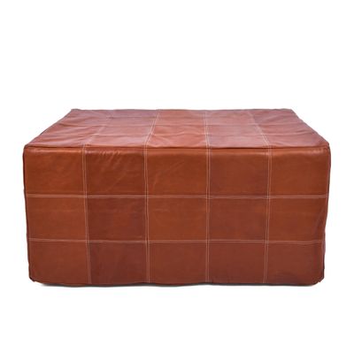 Marrakesh Gallery Square Leather Ottoman Cover  Moroccan Pouf Cover for Living Room & Bedroom, Handmade Leather Pouf Ottoman Slipcover, Coffee Table Footstool unstuffed