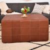 Marrakesh Gallery Square Leather Ottoman Cover  Moroccan Pouf Cover for Living Room & Bedroom, Handmade Leather Pouf Ottoman Slipcover, Coffee Table Footstool unstuffed view 2