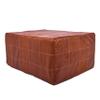 Marrakesh Gallery Square Leather Ottoman Cover  Moroccan Pouf Cover for Living Room & Bedroom, Handmade Leather Pouf Ottoman Slipcover, Coffee Table Footstool unstuffed view 3