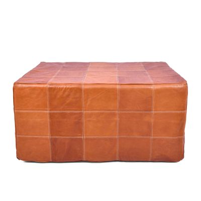 Marrakesh Gallery Square Leather Ottoman Cover  Moroccan Pouf Cover for Living Room & Bedroom, Handmade Leather Pouf Ottoman Slipcover, Coffee Table Footstool unstuffed