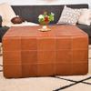 Marrakesh Gallery Square Leather Ottoman Cover  Moroccan Pouf Cover for Living Room & Bedroom, Handmade Leather Pouf Ottoman Slipcover, Coffee Table Footstool unstuffed view 2