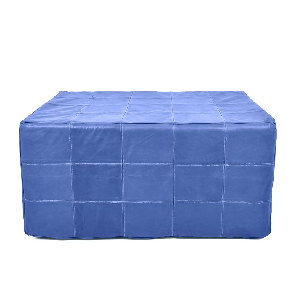 Marrakesh Gallery Square Leather Ottoman Cover  Moroccan Pouf Cover for Living Room & Bedroom, Handmade Leather Pouf Ottoman Slipcover, Coffee Table Footstool unstuffed