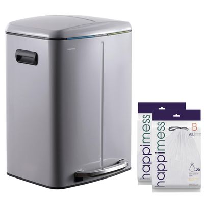 happimess Marco 10.6 Gal Double Bucket Step Trash Can, Gloss Gray