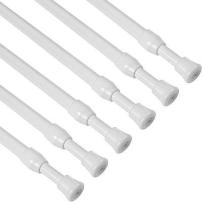KXLife 6Pcs Spring Tension Curtain Rod, 18 to 30 Inch Adjustable Small Tension Rods No Drill, White Spring Loaded Curtain Tension Rod for Window