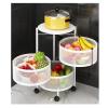 ENGENDER Kitchen Storage Rack Round Rotating Multi-Layer Kitchen Storage Rack Fruit and Vegetable Storage Basket Storage Rack Floor-to-Ceiling Storage Rack Cookware Shelves(White,Small) view 1