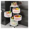 ENGENDER Kitchen Storage Rack Round Rotating Multi-Layer Kitchen Storage Rack Fruit and Vegetable Storage Basket Storage Rack Floor-to-Ceiling Storage Rack Cookware Shelves(White,Small) view 2