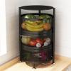 ENGENDER Kitchen Storage Rack Round Rotating Multi-Layer Kitchen Storage Rack Fruit and Vegetable Storage Basket Storage Rack Floor-to-Ceiling Storage Rack Cookware Shelves(White,Small) view 4