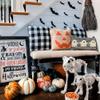 ARGOOFG Halloween Pillow Covers 12x20 White Ghost Decor Black Stripe Pillow Covers Happy Halloween Outdoor Lumbar Pillow Covers Halloween Decorations for Sofa Chair Bed, XT-AHAA24001 view 3